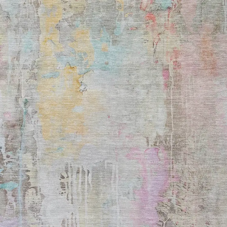 3' X 5' Taupe Abstract Washable Indoor Outdoor Area Rug