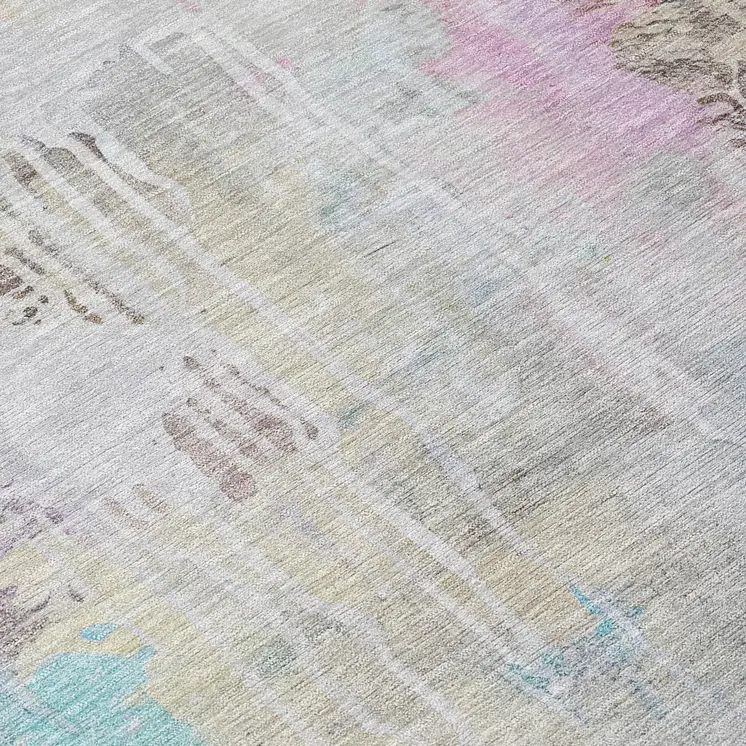8' X 10' Taupe Abstract Washable Indoor Outdoor Area Rug