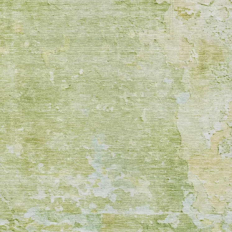 3' X 5' Artichoke Green Abstract Washable Indoor Outdoor Area Rug