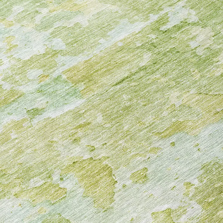 8' Artichoke Green Round Abstract Washable Indoor Outdoor Area Rug