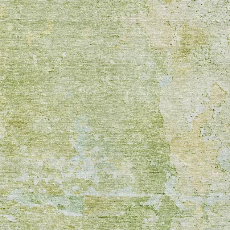 9' X 12' Artichoke Green Abstract Washable Indoor Outdoor Area Rug