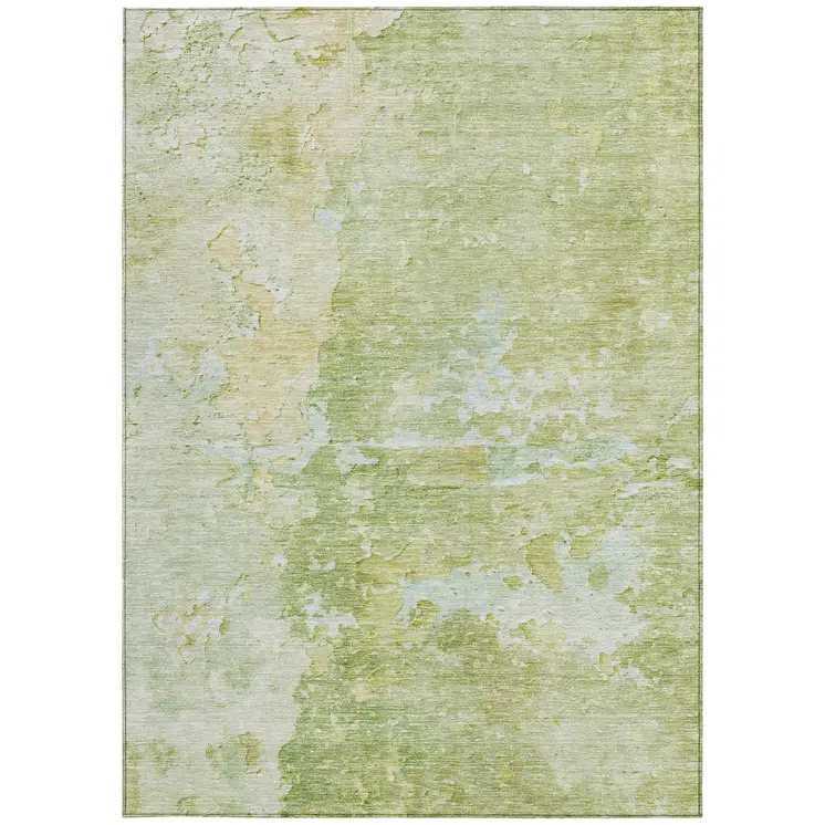 10' X 14' Artichoke Green Abstract Washable Indoor Outdoor Area Rug