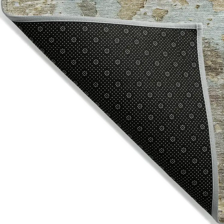 8' X 10' Brown Abstract Washable Indoor Outdoor Area Rug