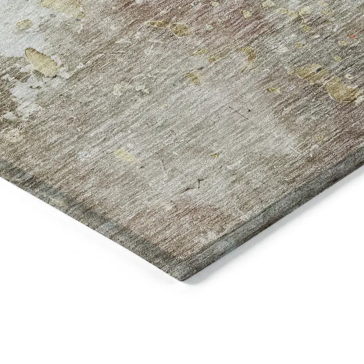 8' X 10' Brown Abstract Washable Indoor Outdoor Area Rug