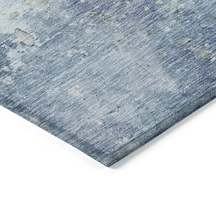 3' X 5' Blue Abstract Washable Indoor Outdoor Area Rug