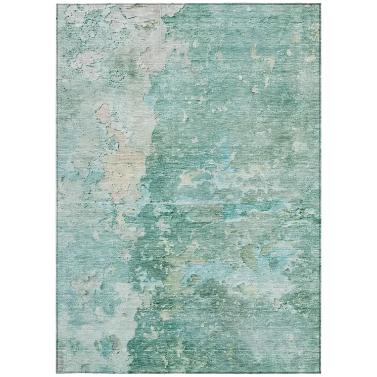 3' X 5' Emerald Abstract Washable Indoor Outdoor Area Rug