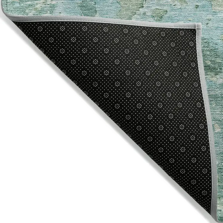 3' X 5' Emerald Abstract Washable Indoor Outdoor Area Rug