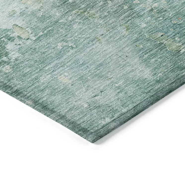 3' X 5' Emerald Abstract Washable Indoor Outdoor Area Rug