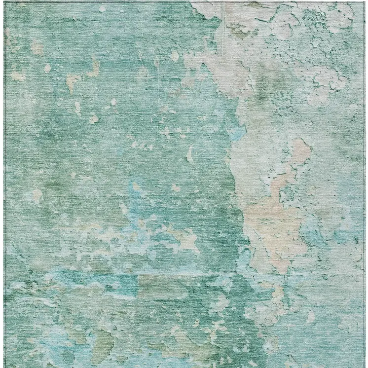 3' X 5' Emerald Abstract Washable Indoor Outdoor Area Rug