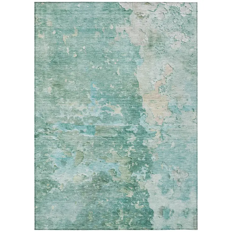8' X 10' Emerald Abstract Washable Indoor Outdoor Area Rug