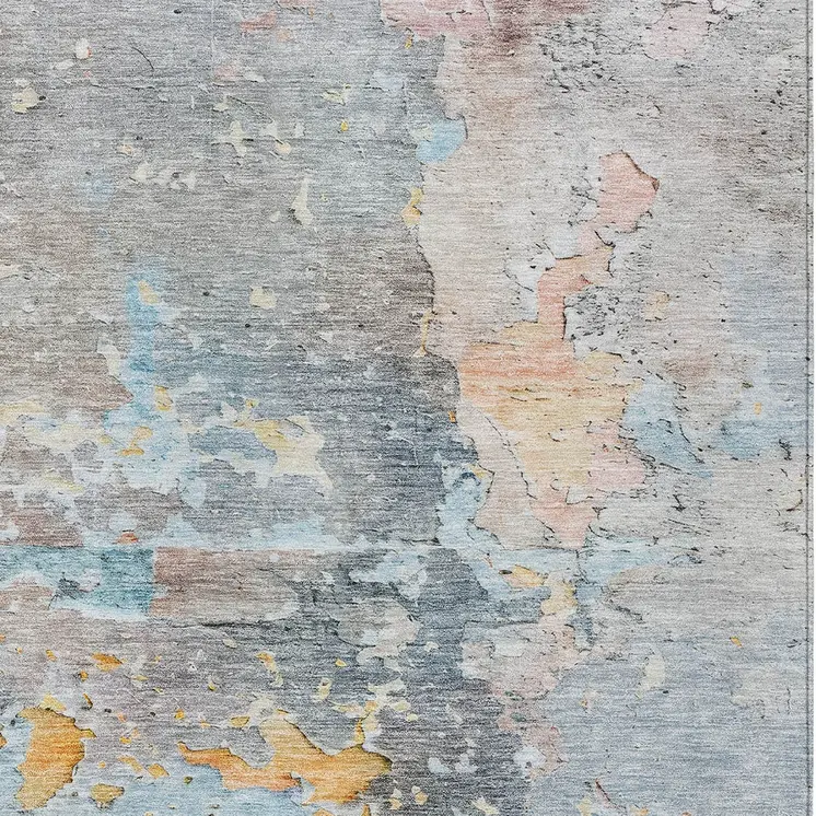 3' X 5' Granite Gray Abstract Washable Indoor Outdoor Area Rug
