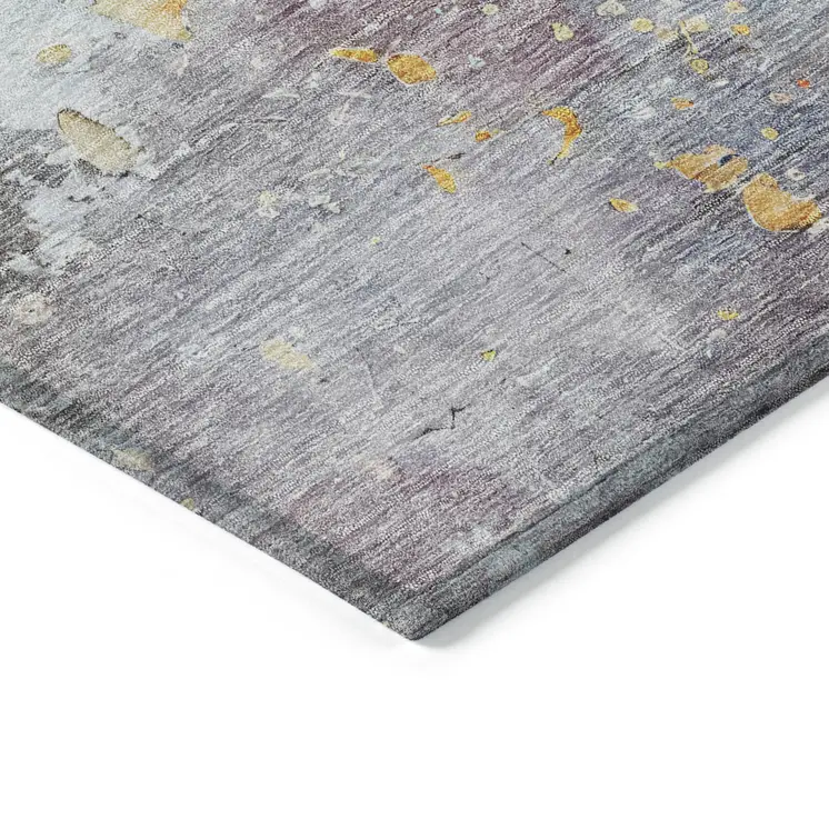 8' Granite Gray Round Abstract Washable Indoor Outdoor Area Rug
