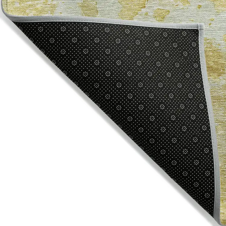 8' X 10' Gold Abstract Washable Indoor Outdoor Area Rug