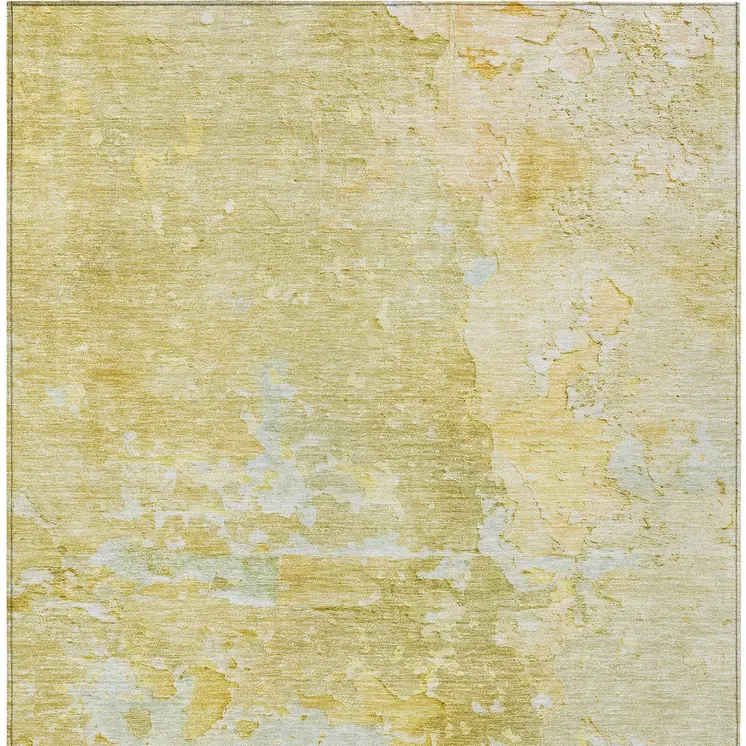 9' X 12' Gold Abstract Washable Indoor Outdoor Area Rug