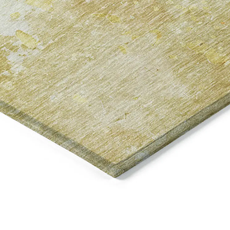 9' X 12' Gold Abstract Washable Indoor Outdoor Area Rug
