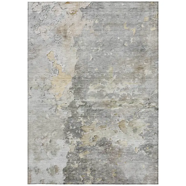 9' X 12' Gray Abstract Washable Indoor Outdoor Area Rug