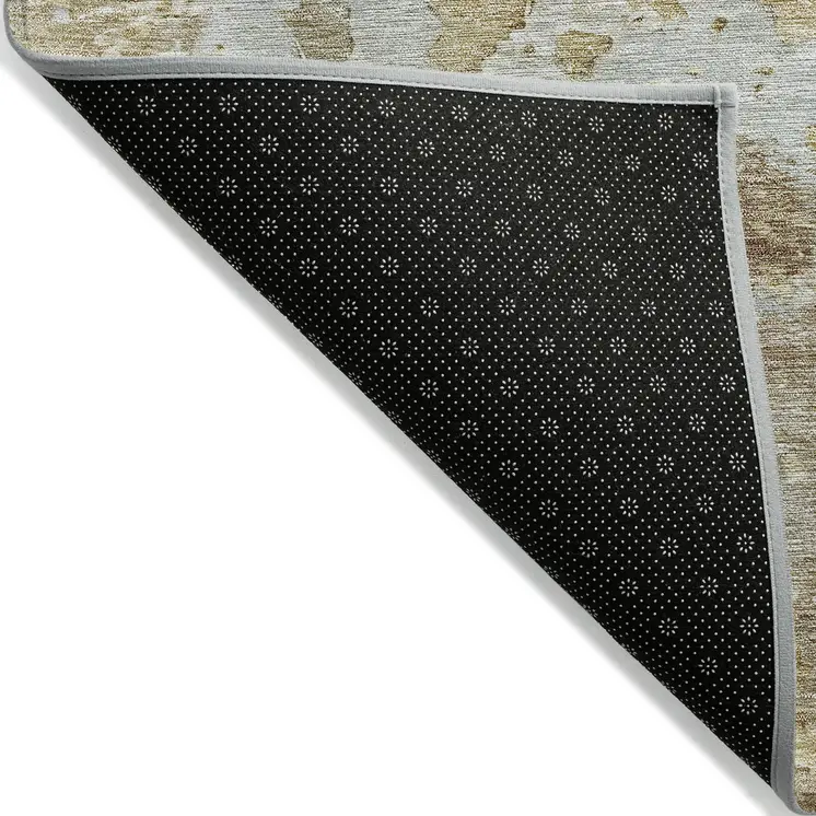 5' X 8' Khaki Abstract Washable Indoor Outdoor Area Rug