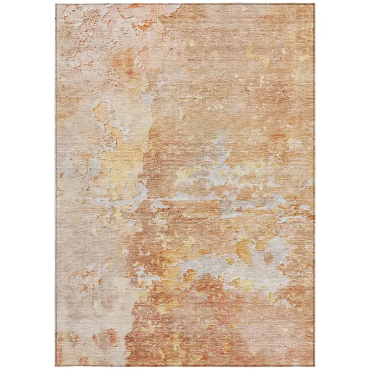 8' X 10' Salmon Abstract Washable Indoor Outdoor Area Rug