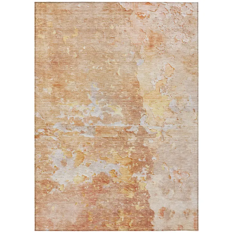 8' X 10' Salmon Abstract Washable Indoor Outdoor Area Rug