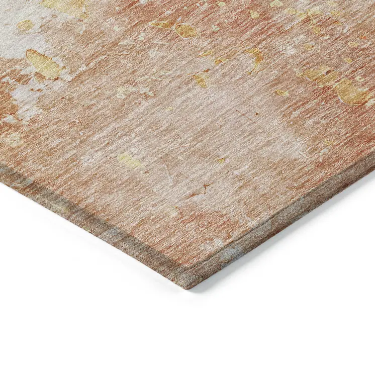 8' X 10' Salmon Abstract Washable Indoor Outdoor Area Rug