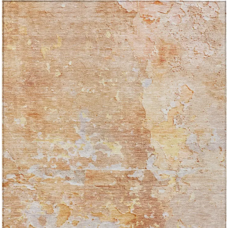 8' X 10' Salmon Abstract Washable Indoor Outdoor Area Rug