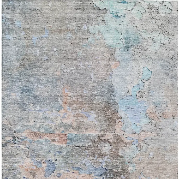 10' X 14' Taupe Abstract Washable Indoor Outdoor Area Rug