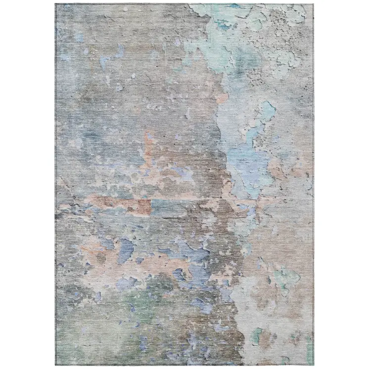 10' X 14' Taupe Abstract Washable Indoor Outdoor Area Rug