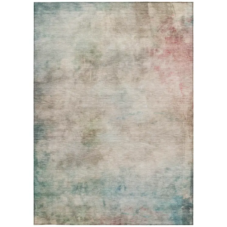 5' X 8' Taupe Abstract Washable Indoor Outdoor Area Rug