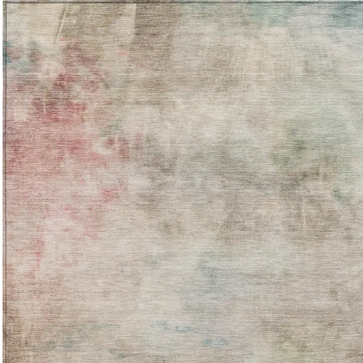 10' X 14' Taupe Abstract Washable Indoor Outdoor Area Rug