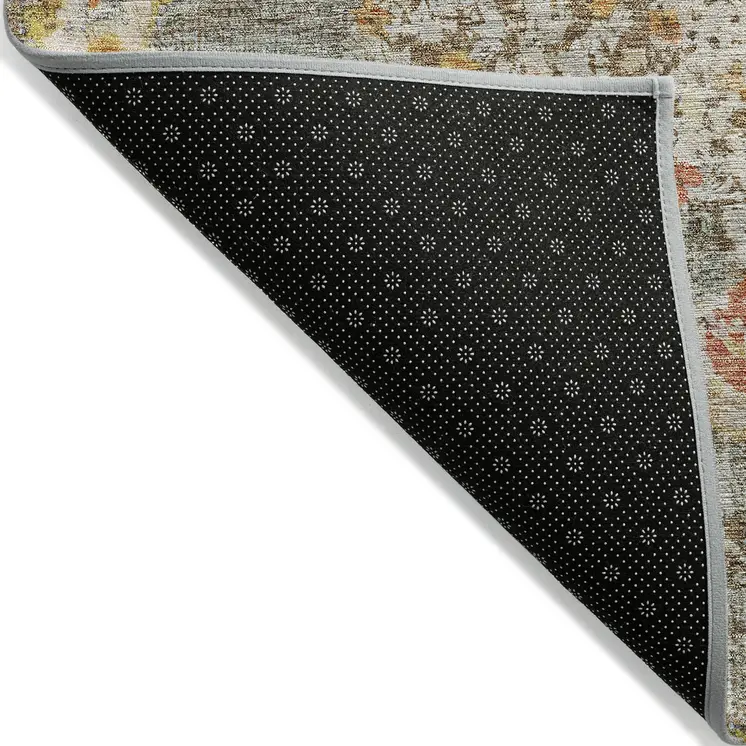 10' X 14' Brown Floral Medallion Washable Indoor Outdoor Area Rug