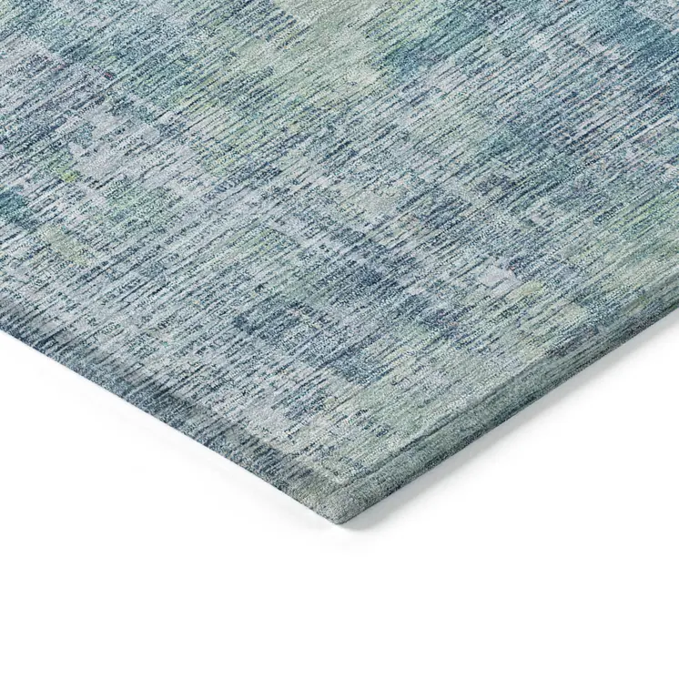 5' X 8' Blue Abstract Washable Indoor Outdoor Area Rug