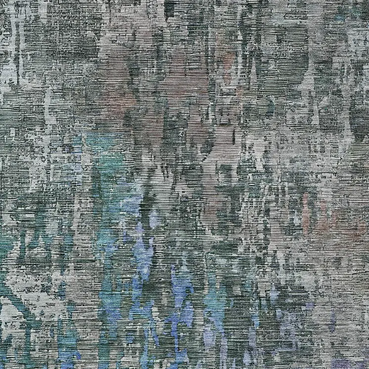 5' X 8' Fern Green Abstract Washable Indoor Outdoor Area Rug
