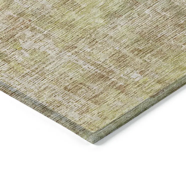 9' X 12' Khaki Abstract Washable Indoor Outdoor Area Rug