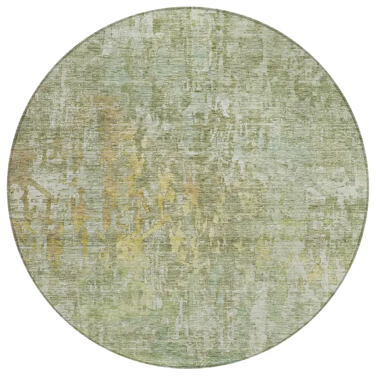 8' Sage Round Abstract Washable Indoor Outdoor Area Rug