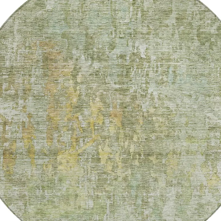 8' Sage Round Abstract Washable Indoor Outdoor Area Rug