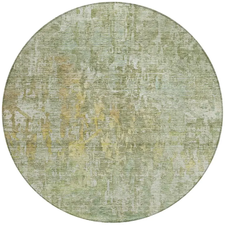 8' Sage Round Abstract Washable Indoor Outdoor Area Rug
