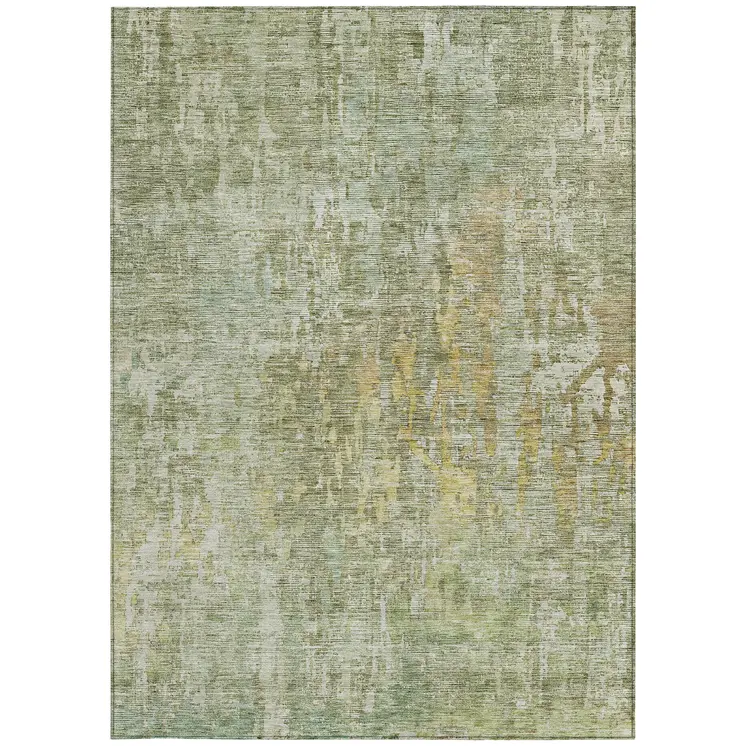 9' X 12' Sage Abstract Washable Indoor Outdoor Area Rug