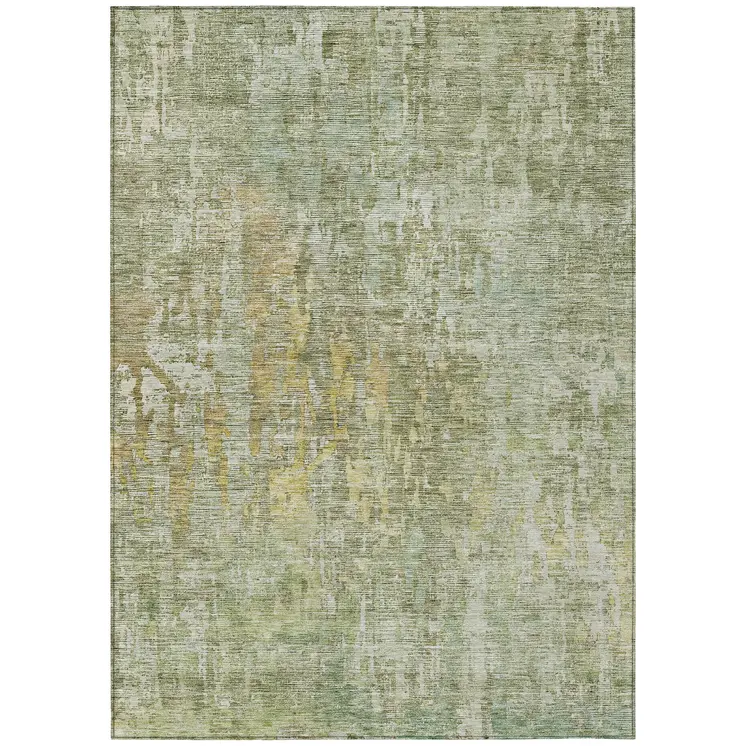 9' X 12' Sage Abstract Washable Indoor Outdoor Area Rug
