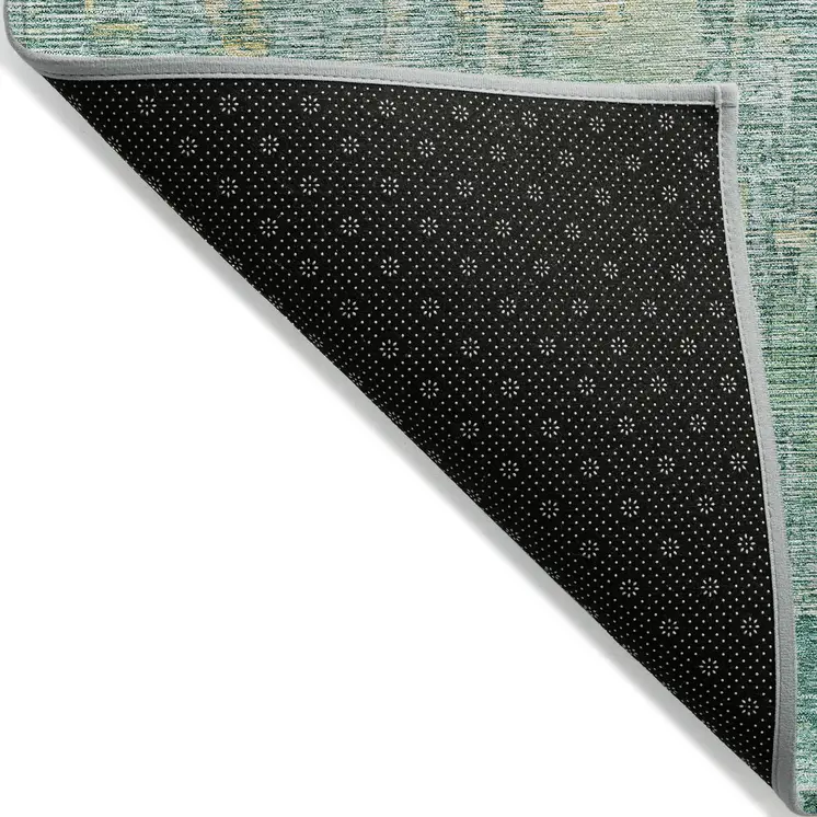 3' X 5' Teal Blue Abstract Washable Indoor Outdoor Area Rug