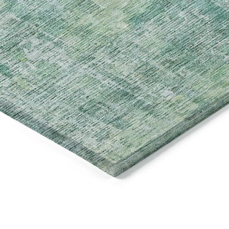 5' X 8' Teal Blue Abstract Washable Indoor Outdoor Area Rug