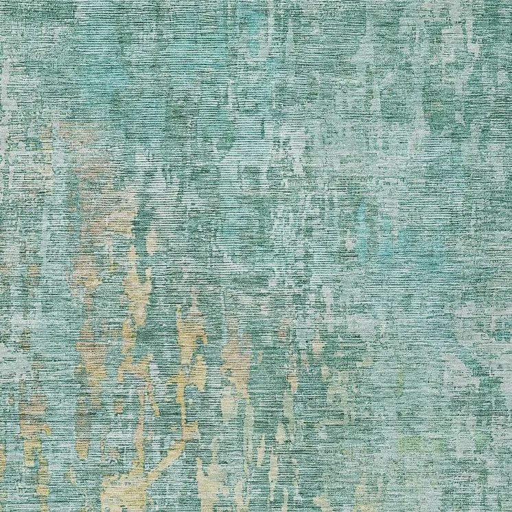 5' X 8' Teal Blue Abstract Washable Indoor Outdoor Area Rug