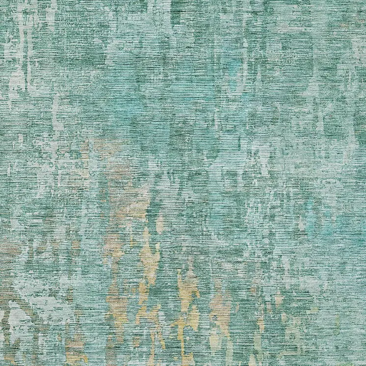 8' X 10' Teal Blue Abstract Washable Indoor Outdoor Area Rug