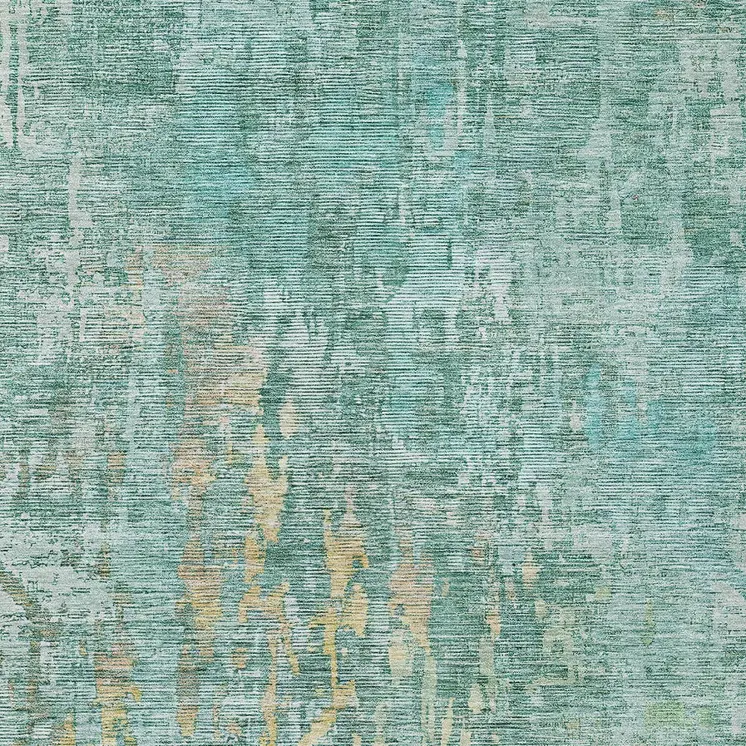 10' X 14' Teal Blue Abstract Washable Indoor Outdoor Area Rug