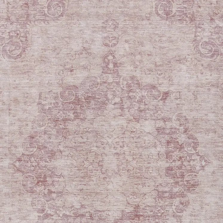 10' X 14' Pink Floral Medallion Washable Indoor Outdoor Area Rug