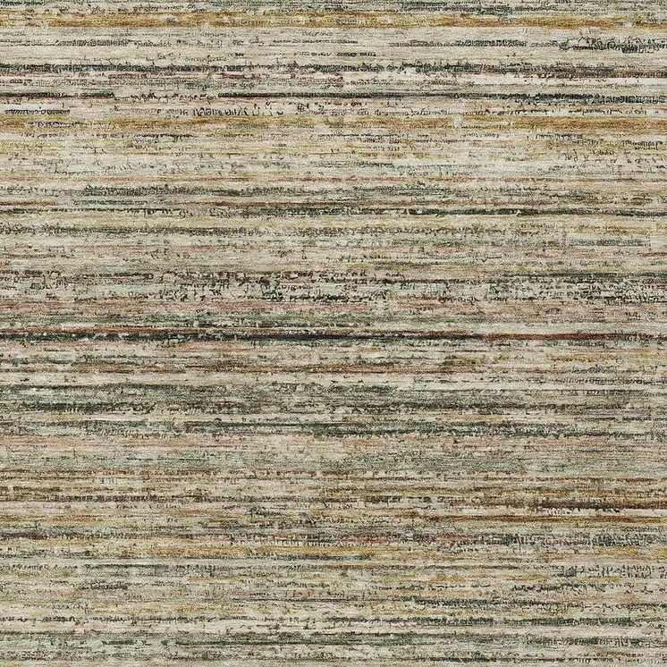 5' X 8' Beige Striped Washable Indoor Outdoor Area Rug