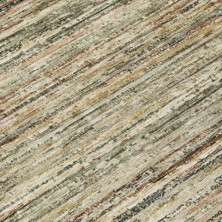 8' Beige Round Striped Washable Indoor Outdoor Area Rug
