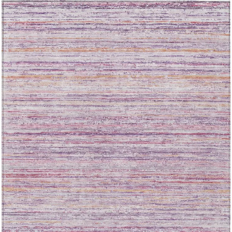 10' X 14' Mauve Striped Washable Indoor Outdoor Area Rug