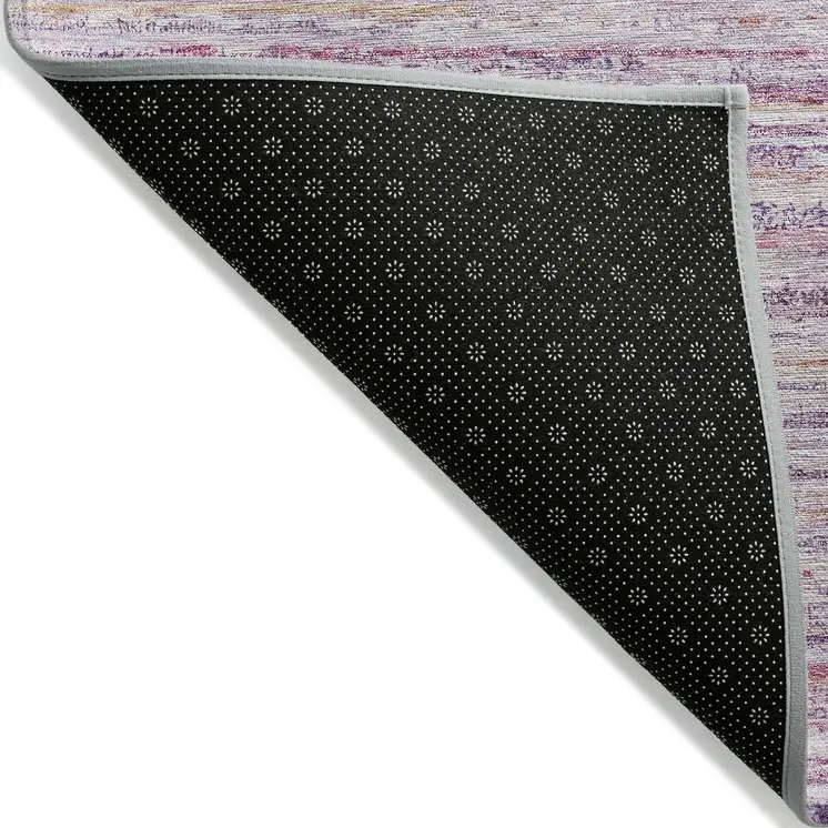 10' X 14' Mauve Striped Washable Indoor Outdoor Area Rug
