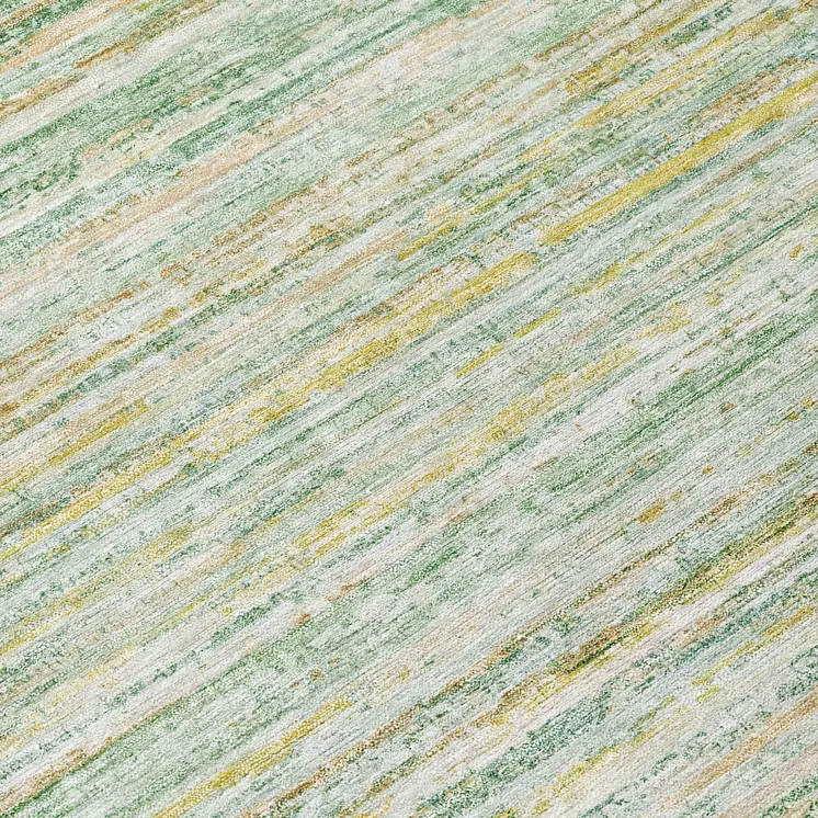 8' Mint Green Round Striped Washable Indoor Outdoor Area Rug