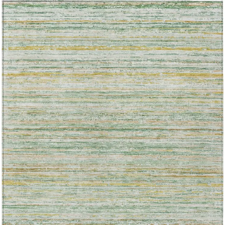 8' X 10' Mint Green Striped Washable Indoor Outdoor Area Rug